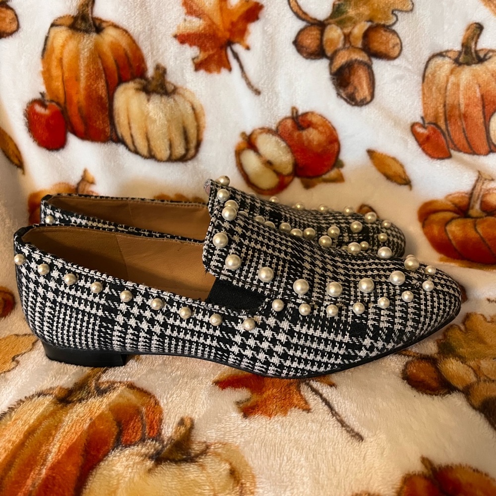 J.Crew embellished houndstooth loafer, size 6